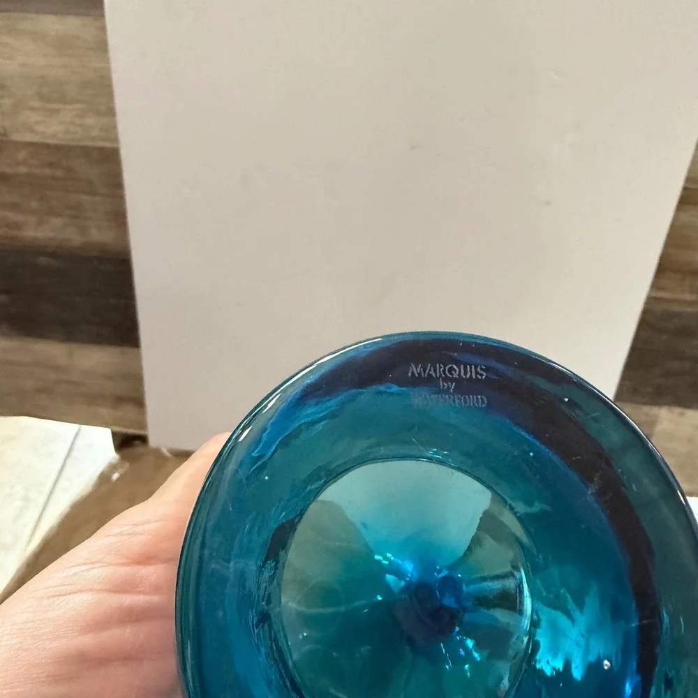 VTG Marquis by Waterford Sparkle Teal Blue Samba Merengue Vase Made in Poland